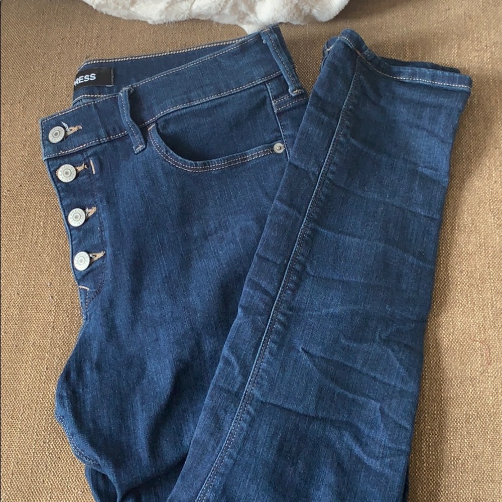 Express Button Front Skinny Jeans